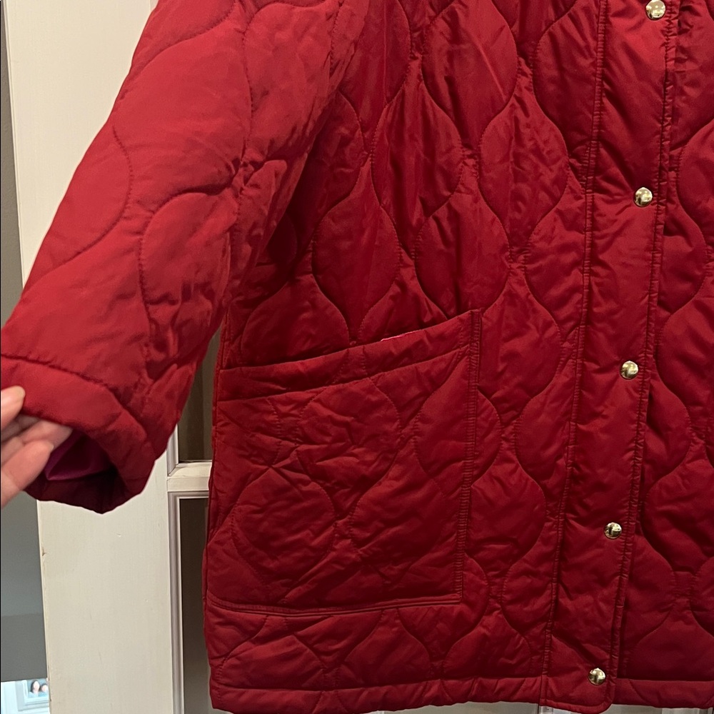 J. Crew Women's Deep Red Quilted Puffer Jacket - Picture 3 of 10
